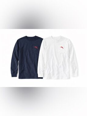 Tommy Bahama Boys Long Sleeve Shirts Bundle Navy White Size M 7/8